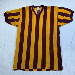 VTG 70s 80s RUSSELL ATHLETIC 100% Nylon Striped Vneck Shirt Jersey Sz Lg Soccer?